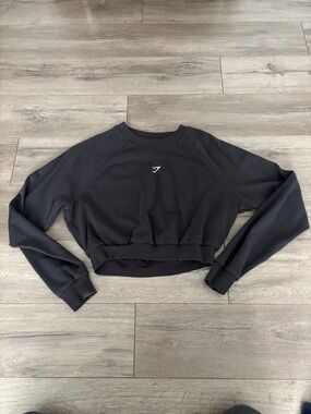 Gymshark Black Cropped Sweatshirt with Logo